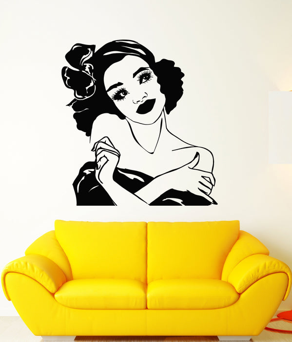 Vinyl Wall Decal African Girl Hairstyle Retro Woman Face Makeup Stickers (2210ig)
