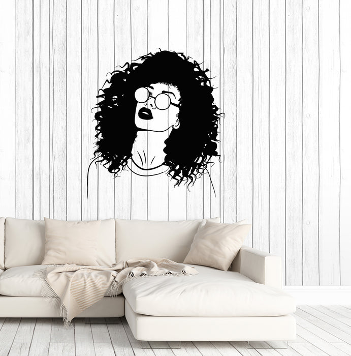 Vinyl Wall Decal Beautiful Teen Girl African Hairstyle In Sunglasses Stickers (3839ig)