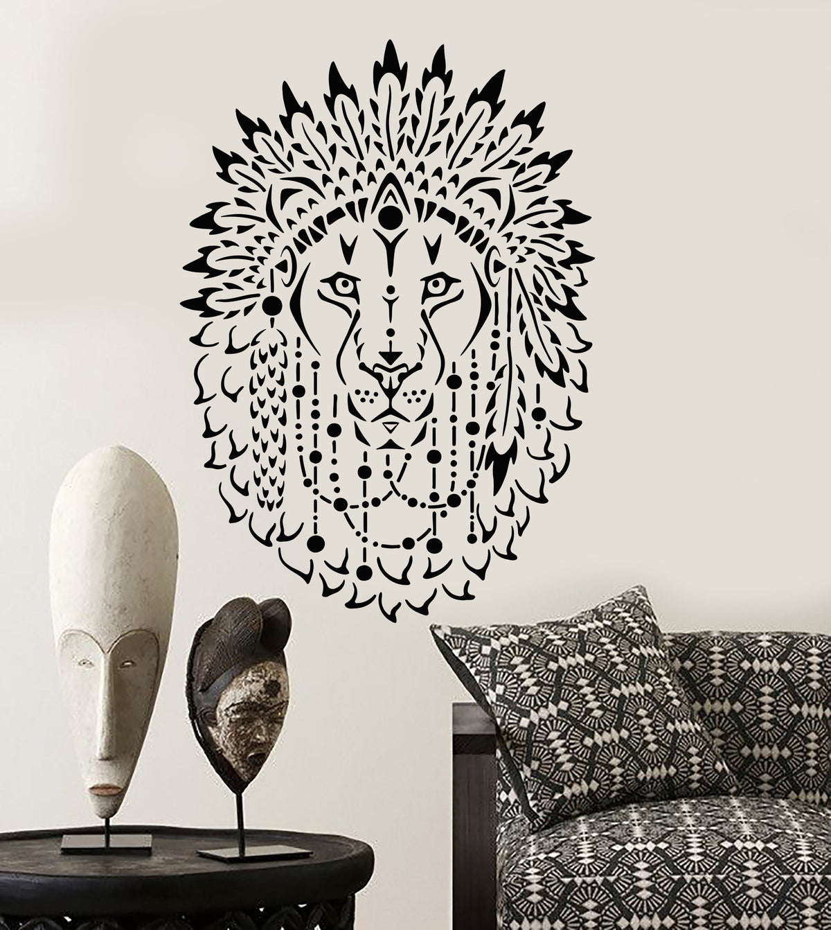 Vinyl Wall Decal Lion King African Animal Beautiful Feathers Stickers ...