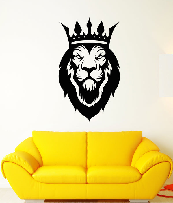 Vinyl Wall Decal African King Lion Crown Wild Big Cat Stickers (3035ig)