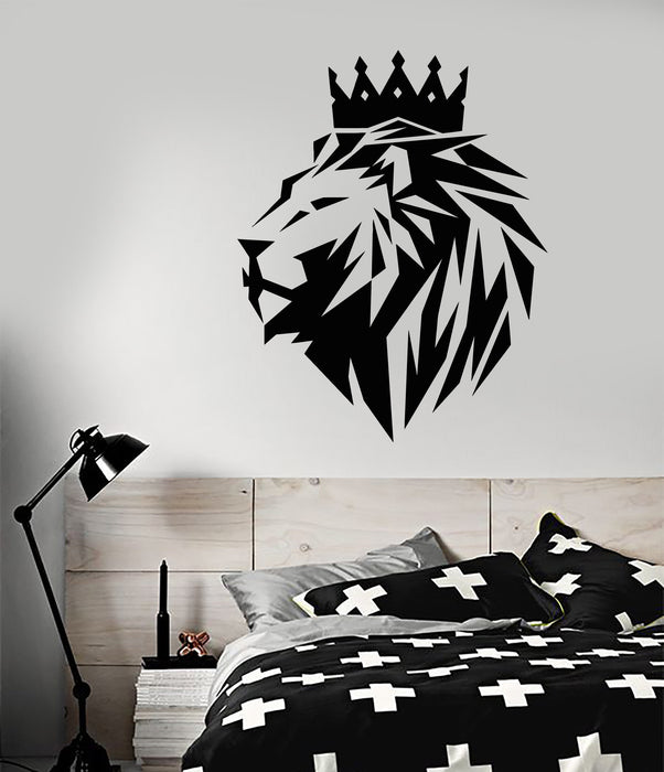 Viny Wall Decal Abstract Polyhedron African Lion King Crown Animal Cat Stickers (3064ig)