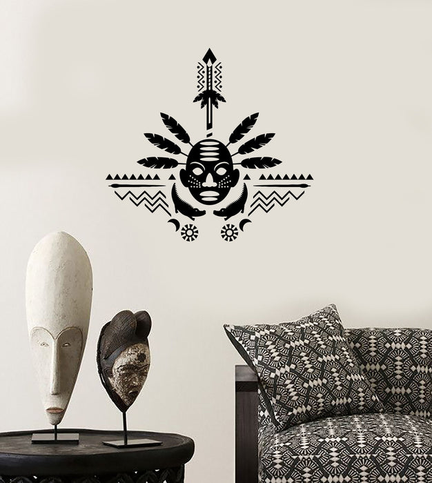 Wall Decal African Mask Symbol Ornament Tribal Mural Vinyl Decal Unique Gift (z3320)