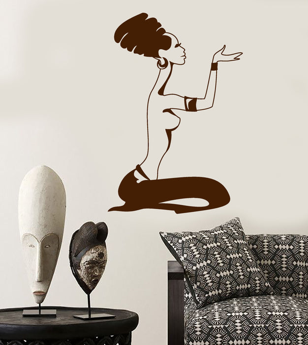 Vinyl Wall Decal African Praying Woman Turban Native Ethnic Style Stickers Unique Gift (1706ig)
