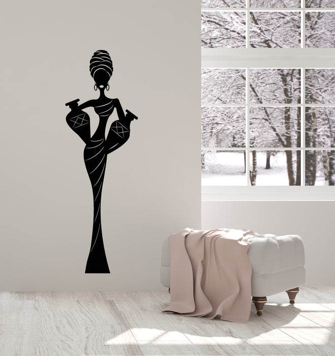 Vinyl Wall Decal African Woman In Turban Native Ethnic Style Stickers (3012ig)