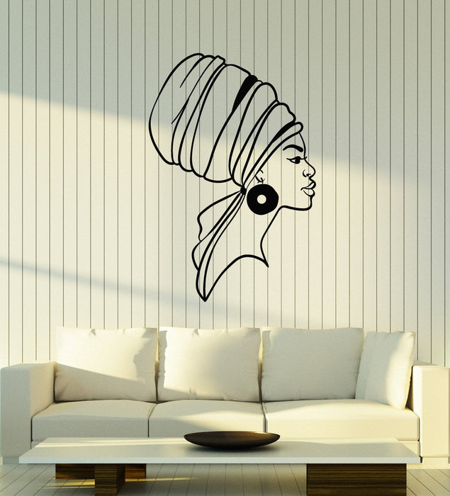 Vinyl Wall Decal Native African Women Turban Black Lady Stickers (2752ig)