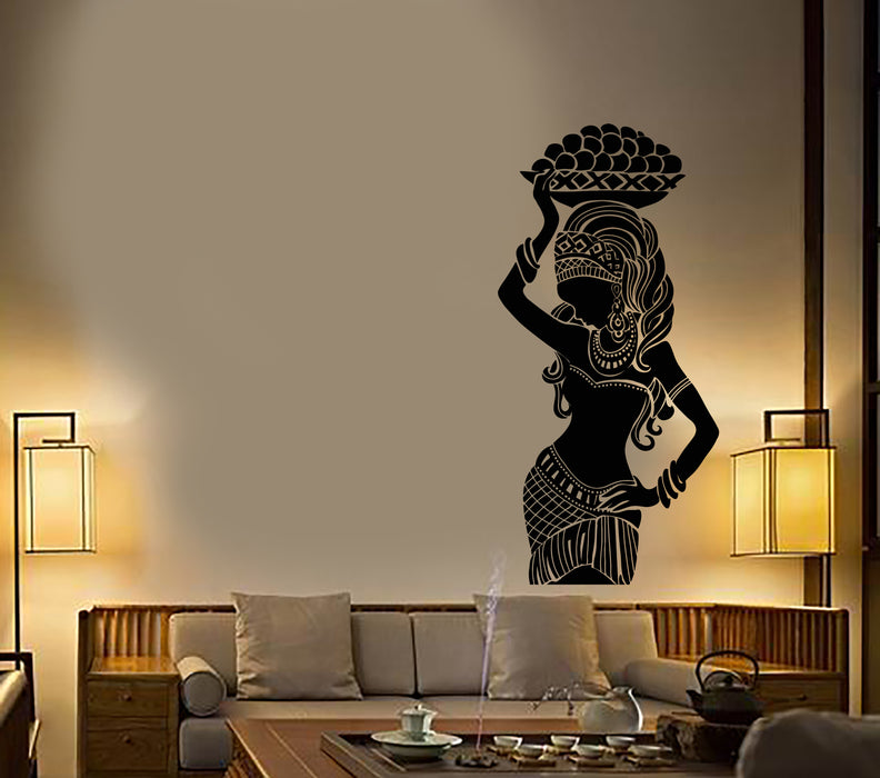 Vinyl Wall Decal African Native Girl Turban Ethnic Style Stickers (3414ig)