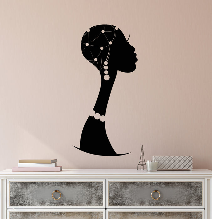 Vinyl Wall Decal African Retro Woman Girl Face Black Lady Stickers (3913ig)