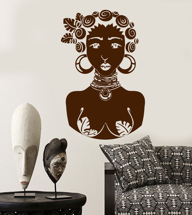 Vinyl Wall Decal African Native Beauty Woman Black Lady Aborigine Stickers Unique Gift (1306ig)