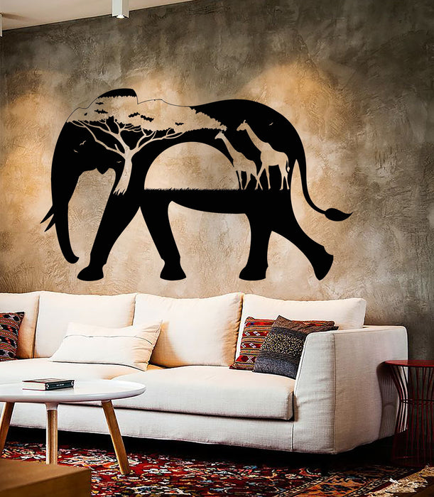 Vinyl Wall Decal African Animals Elephant Giraffe Nature Stickers Unique Gift (1535ig)