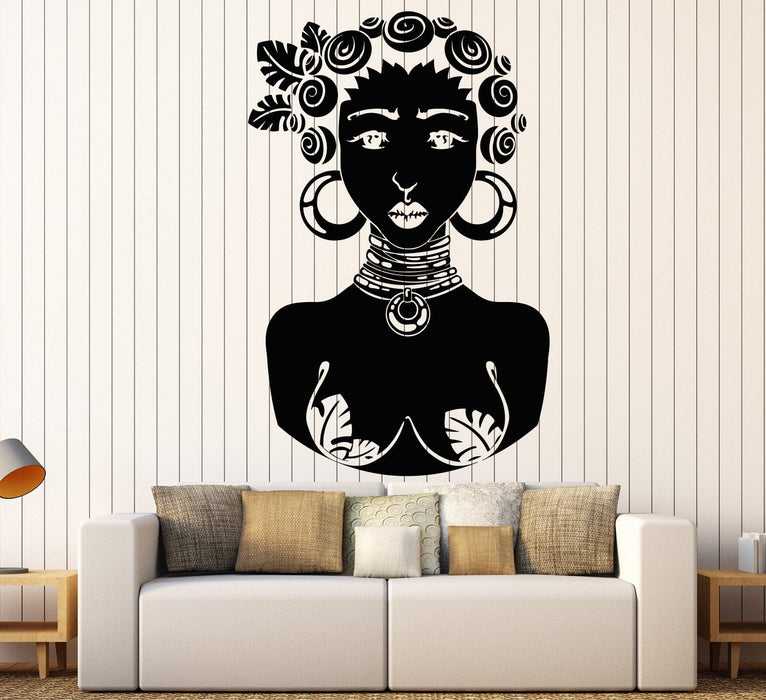 Vinyl Wall Decal African Native Beauty Woman Black Lady Aborigine Stickers Unique Gift (1306ig)