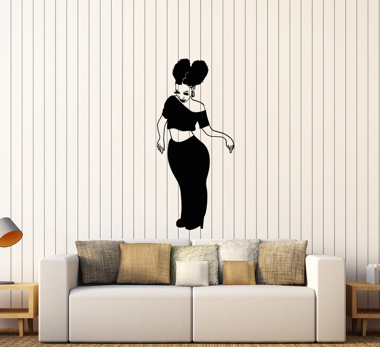 Vinyl Wall Decal African Girl Young Beautiful Black Lady Stickers (3684ig)