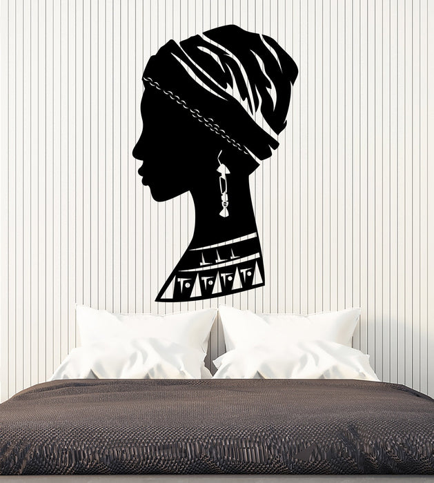 Vinyl Wall Decal African Woman Bust Beauty Salon Ethnic Art Stickers Unique Gift (ig4849)