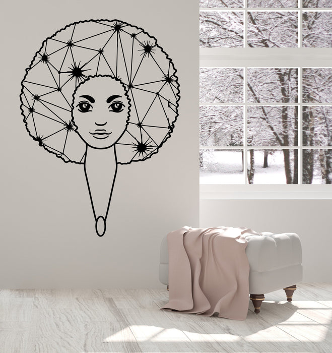 Vinyl Wall Decal Afro Hairstyle African Girl Black Lady Blot Stickers Unique Gift (1459ig)