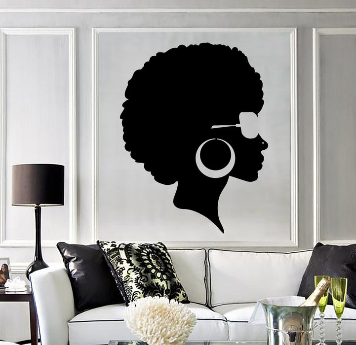 Vinyl Wall Decal Afro Hairstyle Black Lady Beauty Salon Stickers Mural Unique Gift (ig3803)