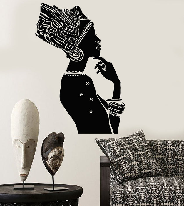 Vinyl Wall Decal African Beauty Woman Ethnic Style Afro Stickers Mural Unique Gift (ig3851)