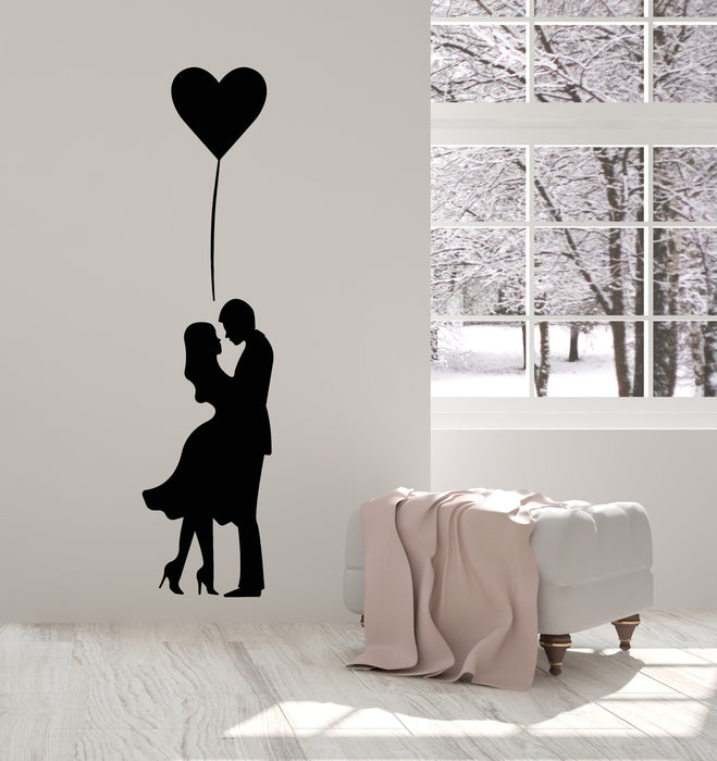 Autocollant mural en vinyle avec ballon en forme de cœur et d'amour pour homme et femme (2940ig)