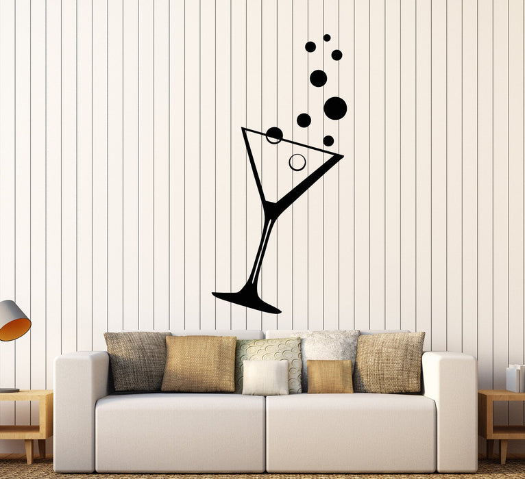 Vinyl Wall Decal Martini Alcohol Cocktail Party Bubbles Night Club Stickers (2428ig)
