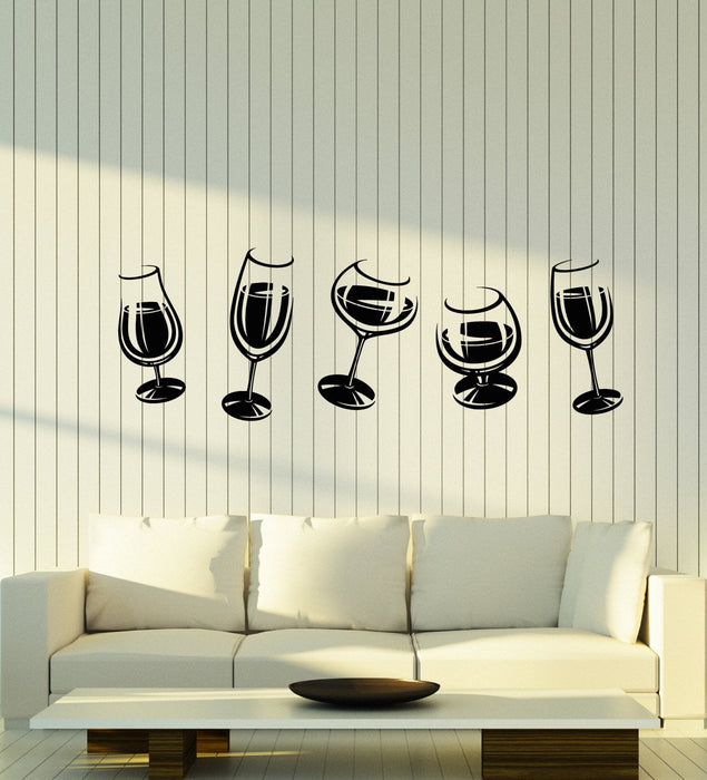 Vinyl Wall Decal Alcoholic Cocktail Party Wine Glasses Party Decoration Stickers (2475ig)