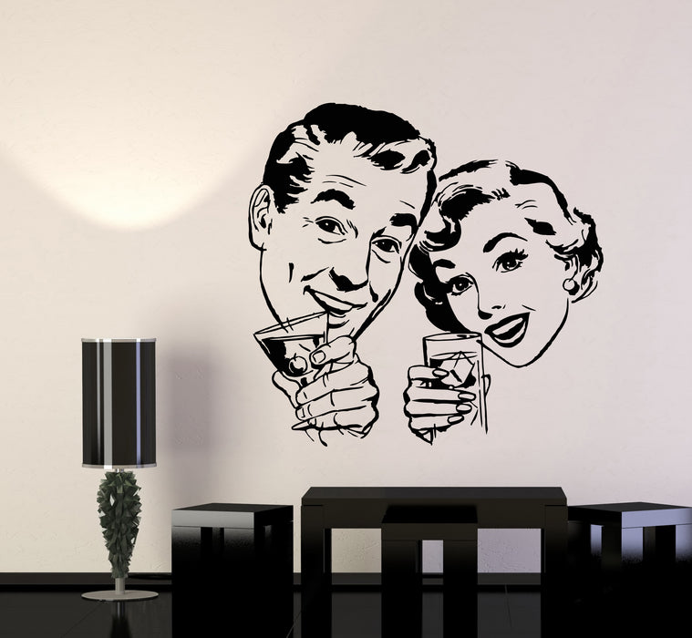 Vinyl Wall Decal Alcoholic Cocktail Bar Pin Up Style Retro Art Stickers (3251ig)