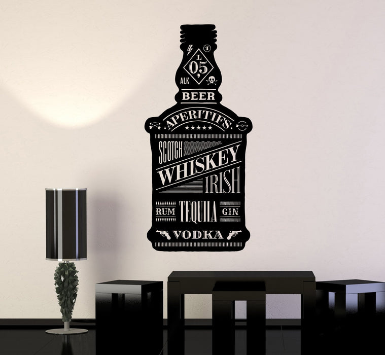 Vinyl Wall Decal Alcohol Bottle Bar Night Club Whisky Beer Stickers Unique Gift (ig4242)
