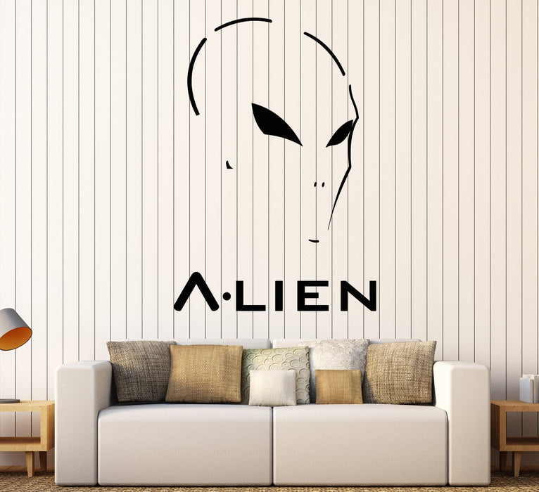 Vinyl Wall Decal Alien Head UFO Space Children's Room Decor Stickers Unique Gift (1944ig)