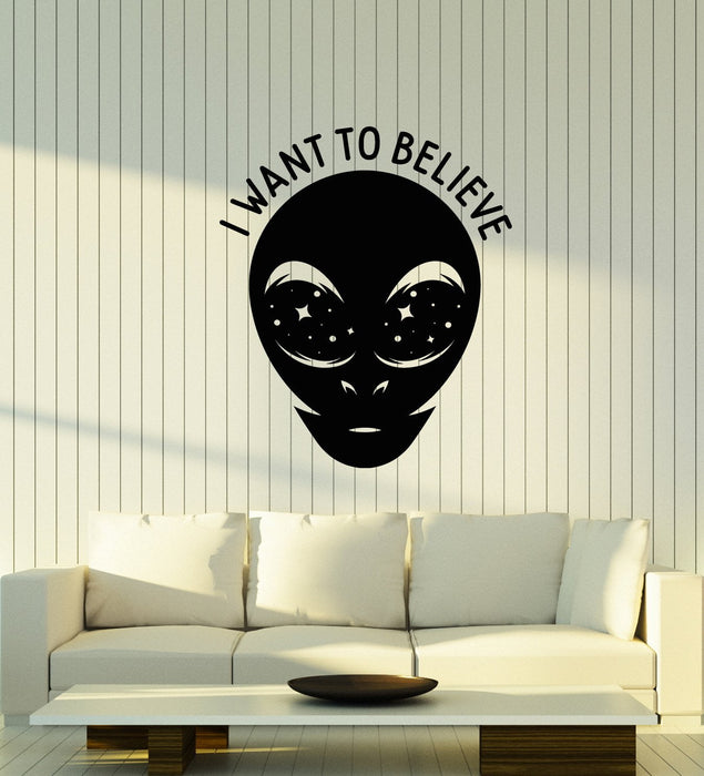 Vinyl Wall Decal Alien Head I Want To Believe Logo Stars Stickers (3095ig)