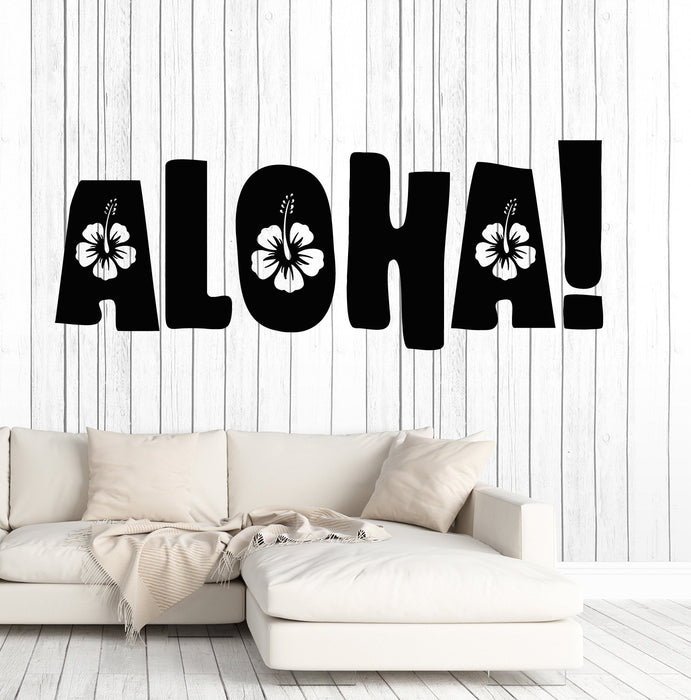 Vinyl Wall Decal Aloha Word Quote Hawaii Beach Style Stickers Unique Gift (1704ig)