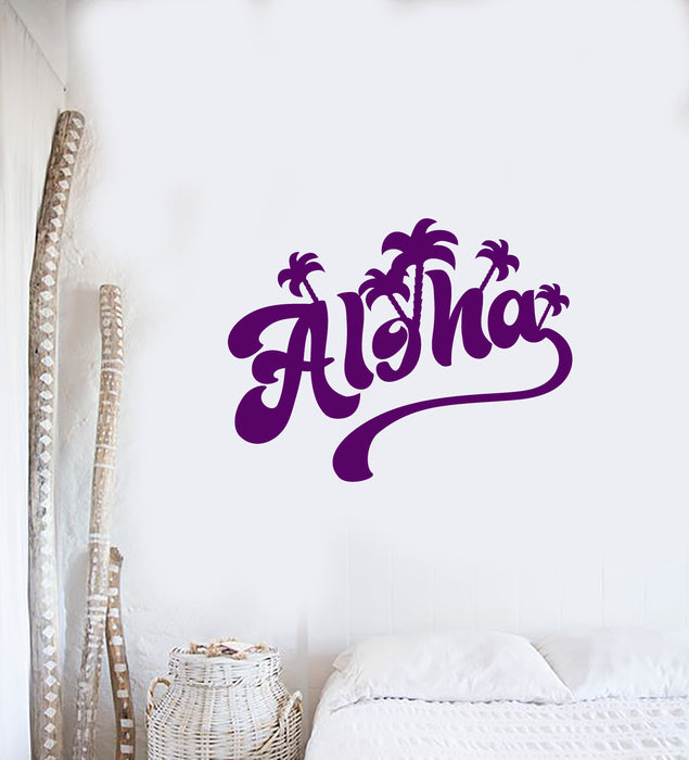 Vinyl Wall Decal Aloha Greeting Word Quote Hawaii Stickers (4140ig)