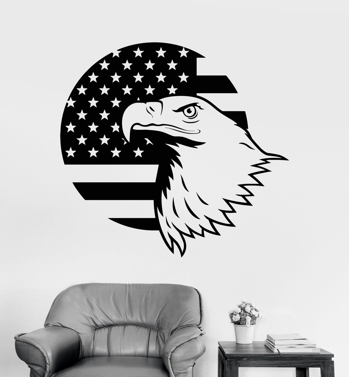 sticker decal vinyl eagle flag usa biker motorcycles car united