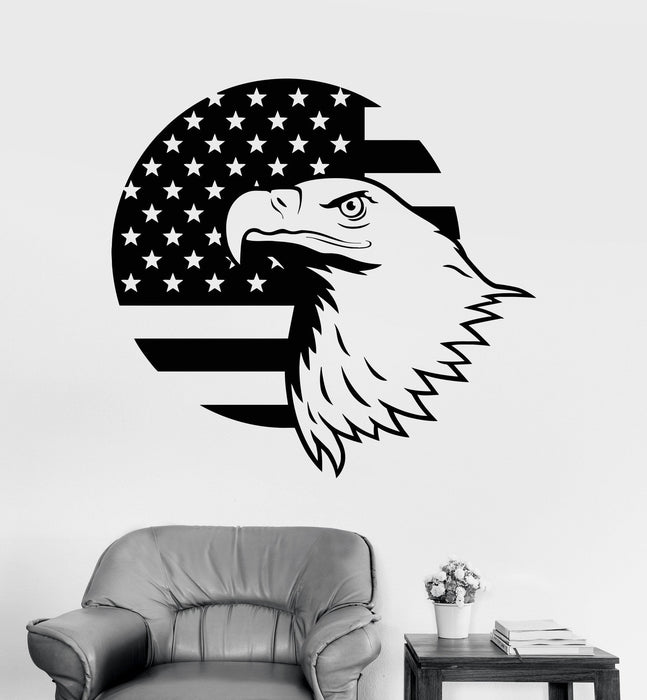 Vinyl Wall Decal American Bald Eagle Flag Patriotic Stickers Unique Gift (454ig)
