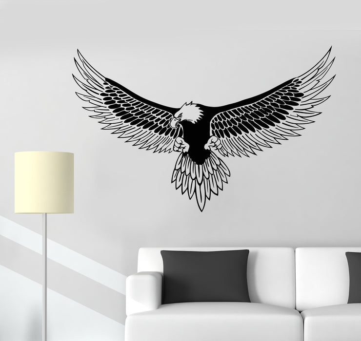 Vinyl Wall Decal American Bald Eagle Bird Feathers Patriot Symbol Stickers Unique Gift (1883ig)