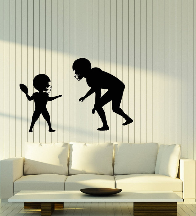 Vinyl Wall Decal American Football Sport Player Father And Son Stickers (2802ig)