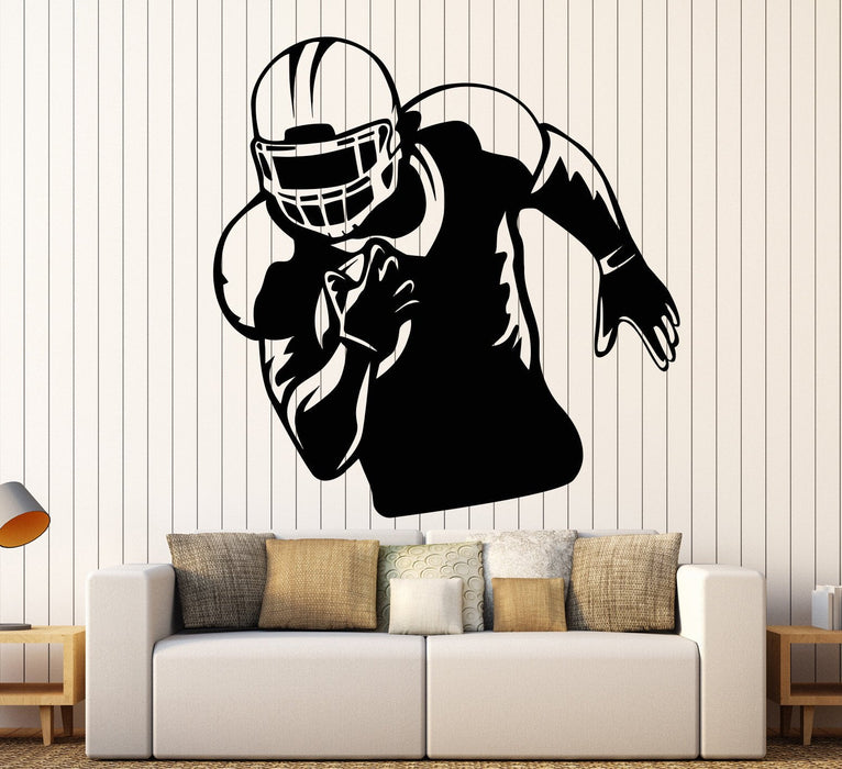 Vinyl Wall Decal American Football Player Sports Helmet Stickers Unique Gift (1296ig)