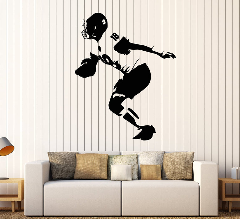 Vinyl Wall Decal American Football Player Sport Helmet Stickers Unique Gift (1863ig)