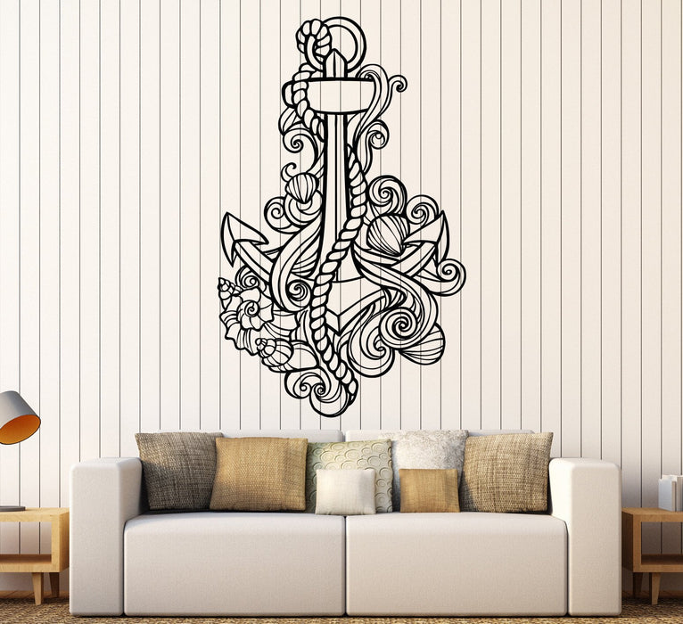 Vinyl Wall Decal Anchor Shells Sea Ocean Beach Style Stickers Unique Gift (1148ig)
