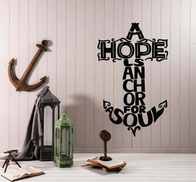 Autocollant mural en vinyle avec citation nautique Ancre pour marin L'espoir est une ancre pour les autocollants de l'âme (2878ig)