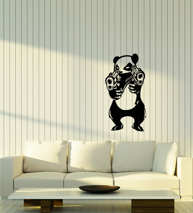 Vinyl Wall Decal Angry Criminal Panda Asian Bear Funny Animal For Kids Room Stickers (4226ig)