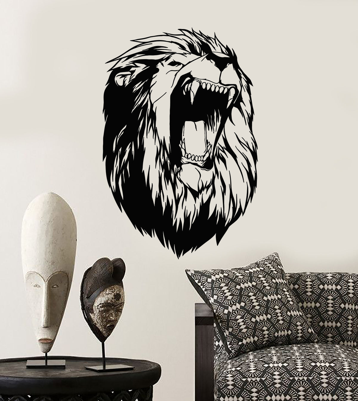 Vinyl Wall Decal Abstract Lion Head African Animal Fangs Stickers (264 ...