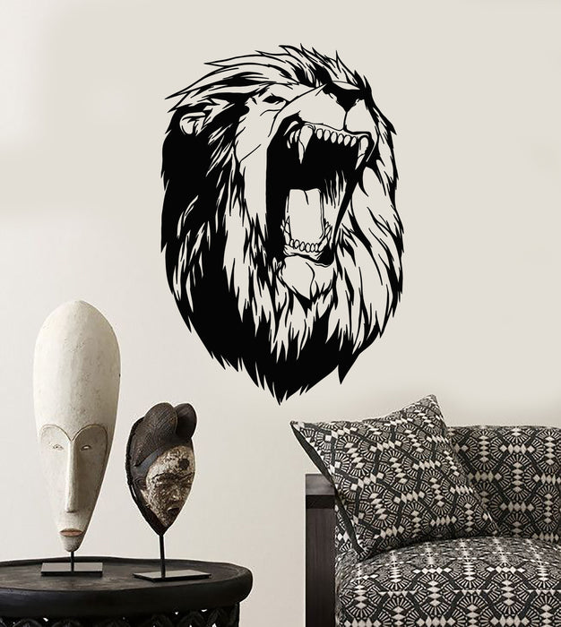 Vinyl Wall Decal Abstract Lion Head African Animal Fangs Stickers (2642ig)