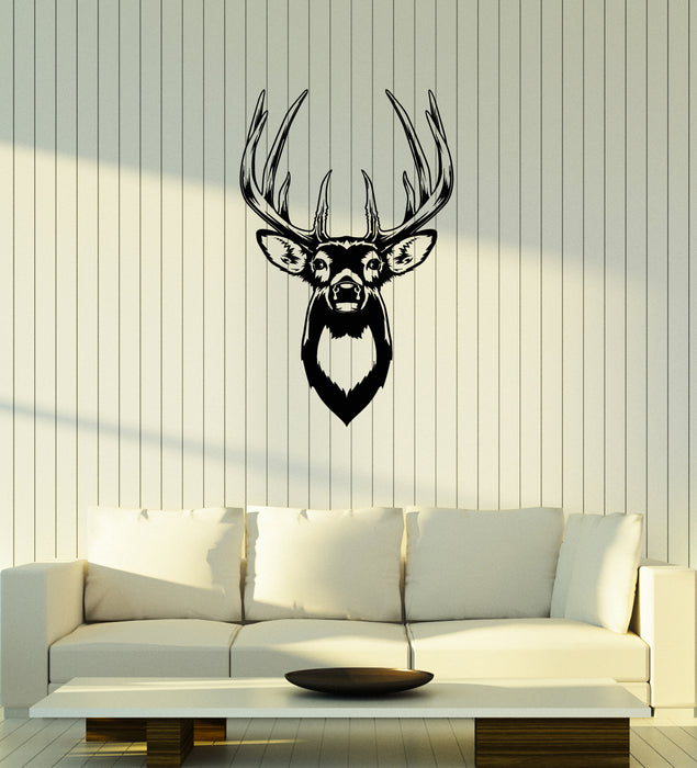 Vinyl Wall Decal Forest Cartoon Animal Deer Head Horns Stickers (4005ig)