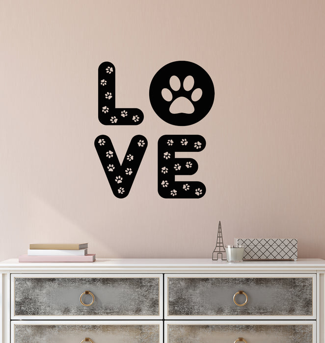 Vinyl Wall Decal Footprints Animal Pet Love Word Stickers (4004ig)