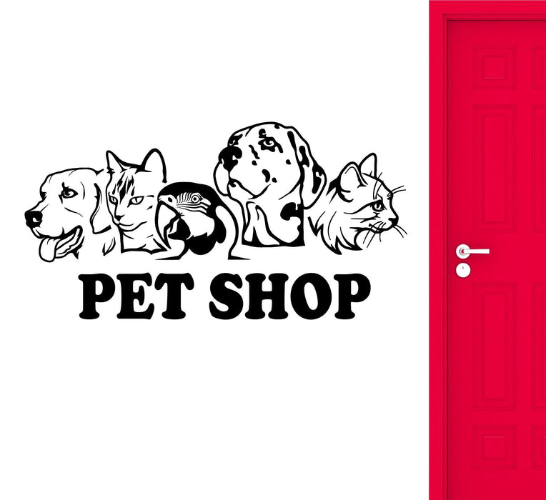 Vinyl Wall Decal Animals Pet Shop Logotype Dog Cat Parrot Stickers (2229ig)