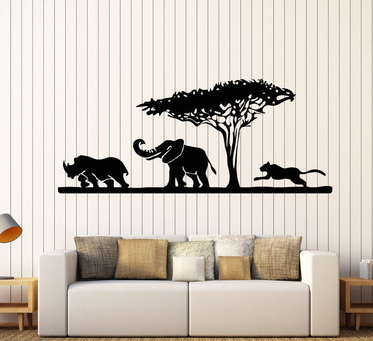 Vinyl Wall Decal African Elephant Animals Rhino Leopard Safari Stickers Unique Gift (920ig)