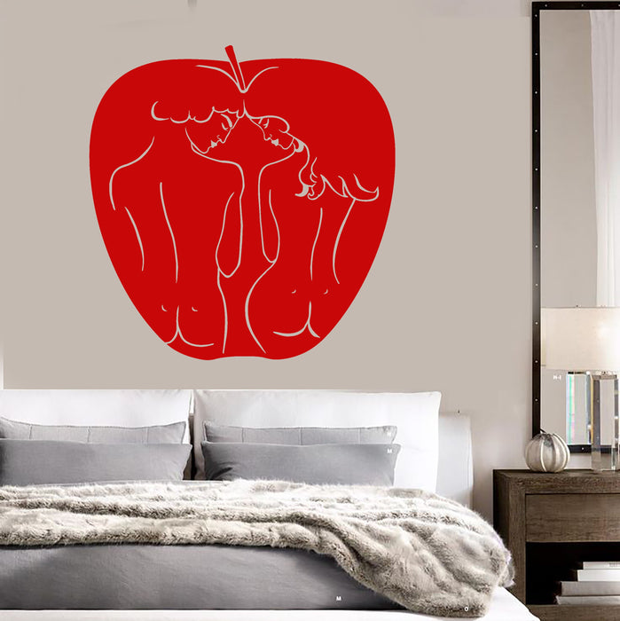 Vinyl Wall Decal Apple Bible Adam And Eve Paradise Love Stickers (2245ig)
