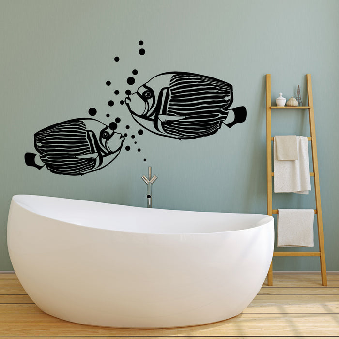 Vinyl Wall Decal Aquarium Fish Sea Ocean Style Water Bubbles Stickers (2650ig)