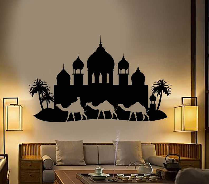 Vinyl Wall Decal Arabian Palace Palm Trees Bedouin Arabic Style Stickers Unique Gift (1138ig)