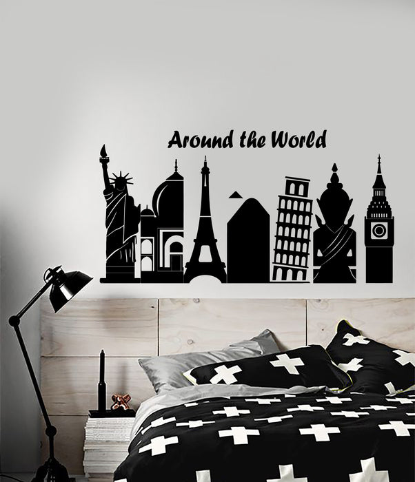 Vinyl Wall Decal Attractions World Travel Quote Tourist Agency Stickers (3689ig)
