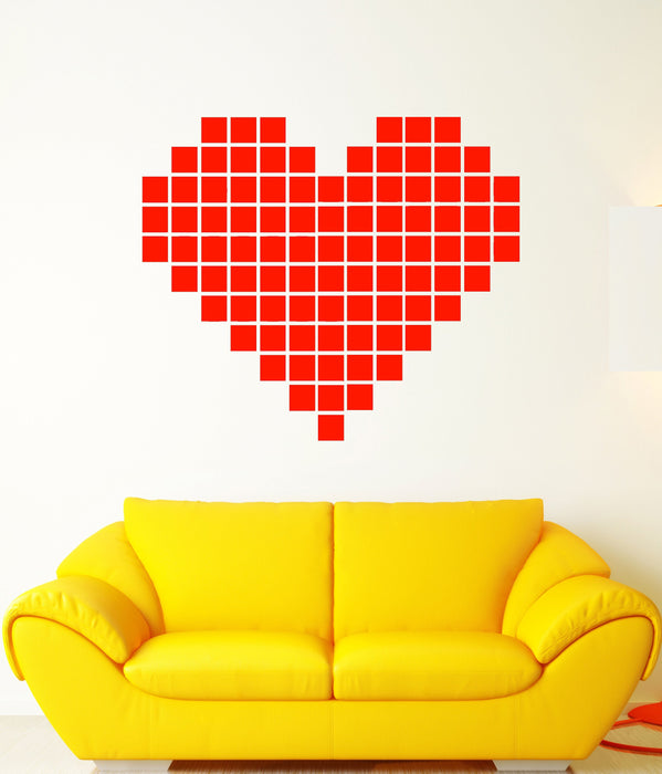 Vinyl Wall Decal Art Heart Cubes Pixel Video Game Animation Stickers Unique Gift (1387ig)