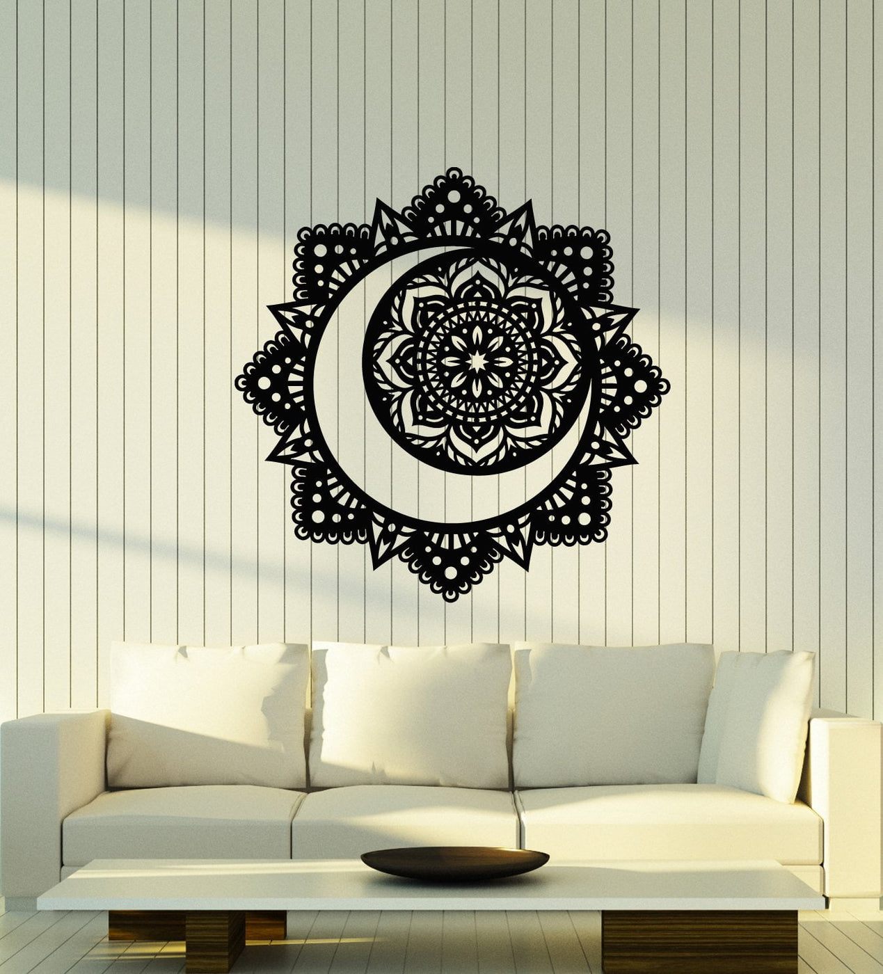 Vinyl Wall Decal Mandala Buddhism Lotus Flower Moon Yoga Center Sticke ...