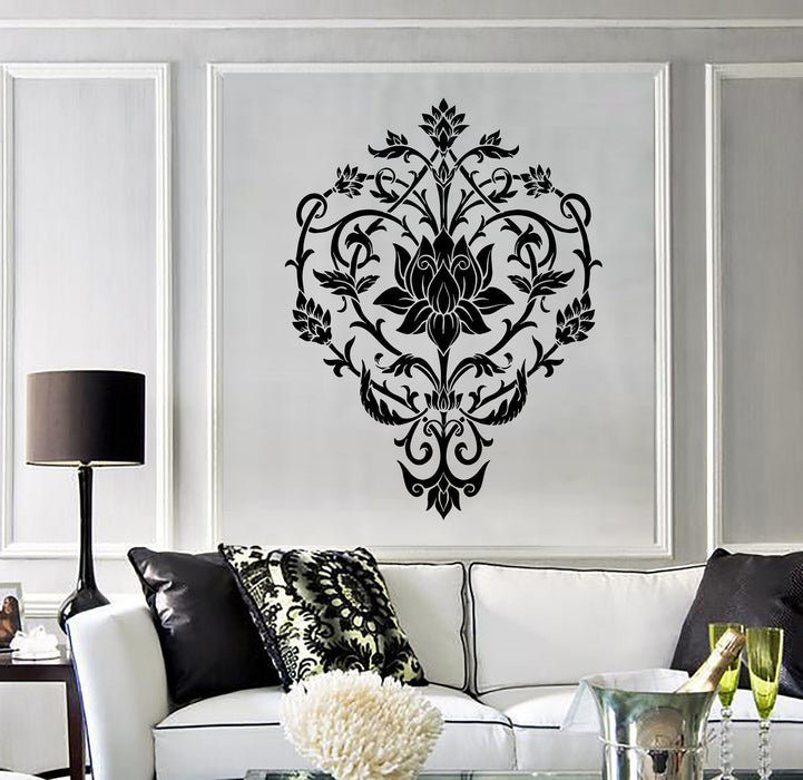 Vinyl Wall Decal Lotus Flower Floral Art Pattern Ornament Stickers Unique Gift (286ig)